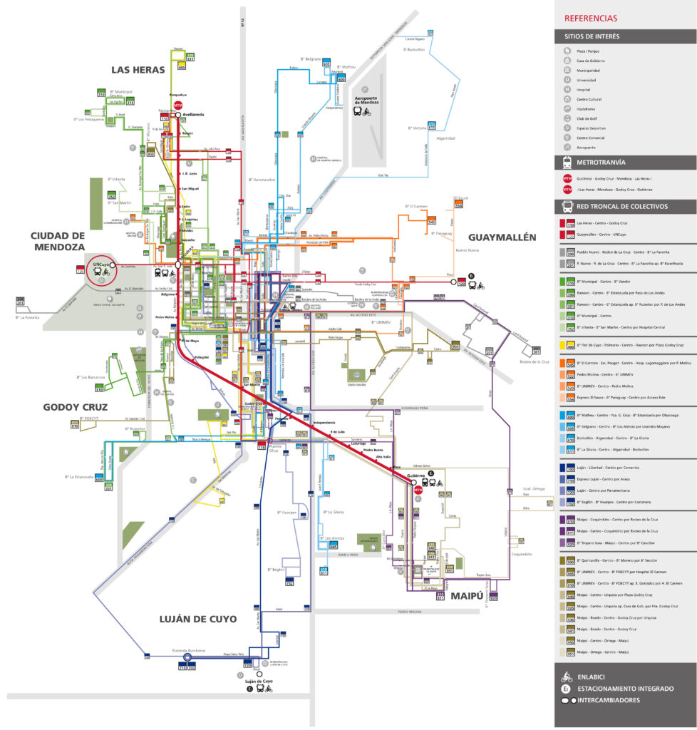 Plano del transporte público de Mendoza