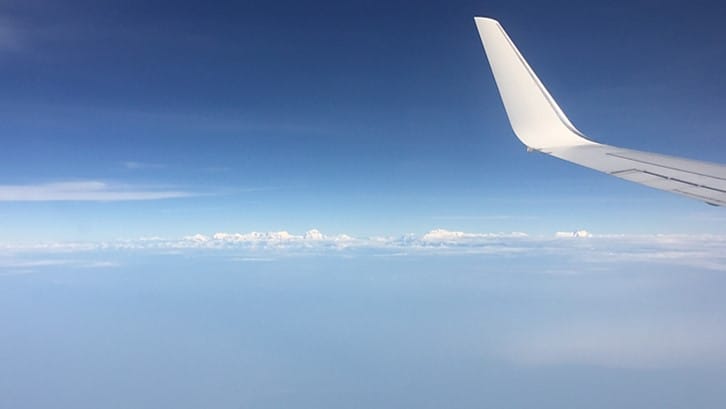 A view of the snow capped Himalayas before flying into Kathmandu Airport