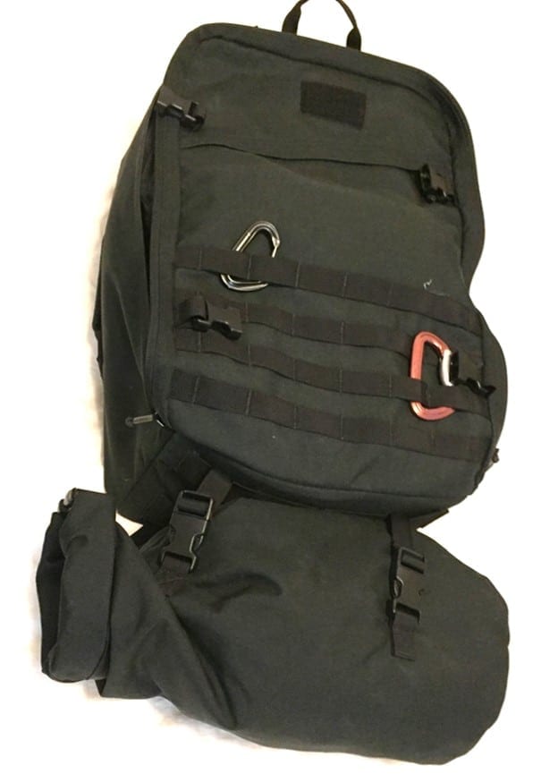 The GR3 Tough Compression bag easily straps to the bottom of the backpack to add 18 additional liters - for 63 total liters of capacity
