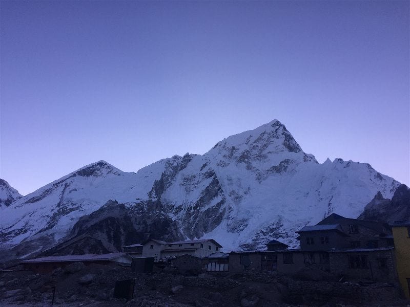 A view of Gorak Shep pre-dawn,before a hike to the top of Kala Patthar for a view of Mount Everest at sunrise