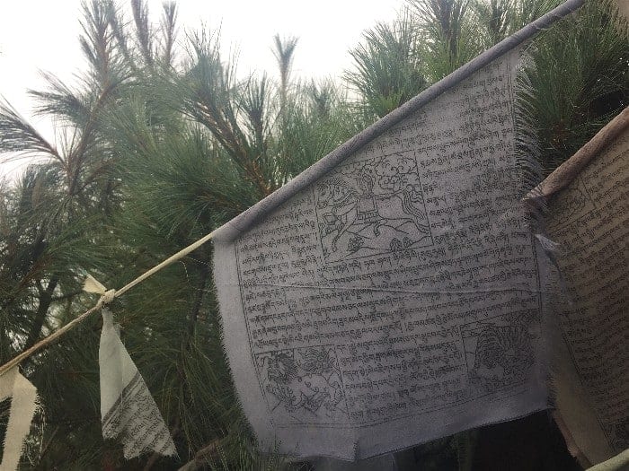 Prayer flags abound on the road to Everest, inscribed with scriptures and religious texts