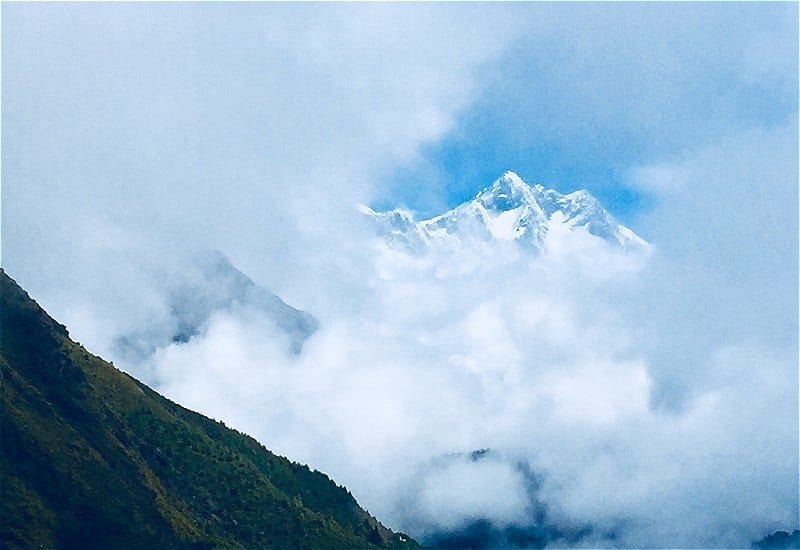 A view of the Himalayas from the Everest View Hotel
