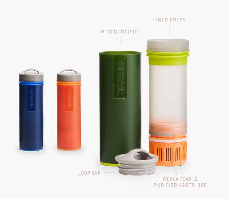 The Grayl is a great portable water purifier bottle that eliminates bacteria, parasites, viruses, chemicals, and heavy metals, but is limited by a 150 liter life per filter - Grayl Ultralight Water Purifier Review