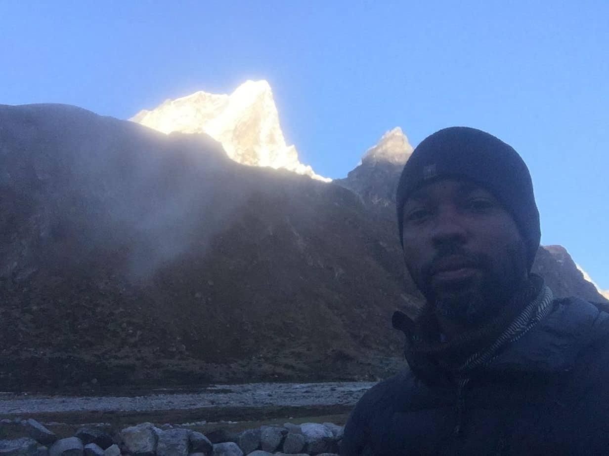 A morning picture in Pheriche with the Himalayas as a backdrop on the Everest Base Camp Hike