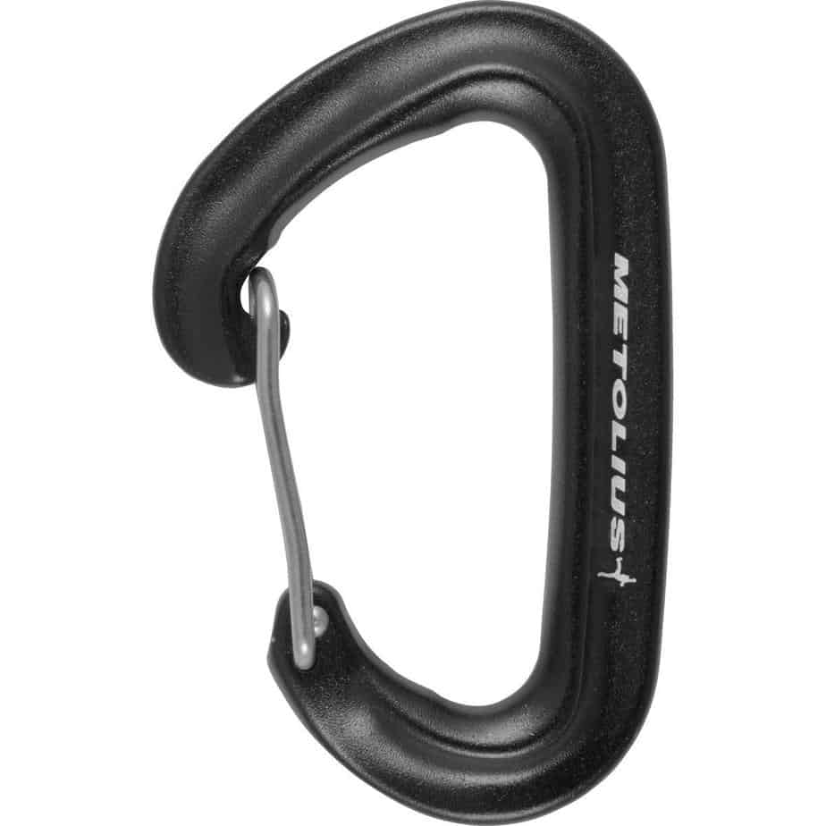 The Metolis FS Carabiner is the perfect option for a compact DIY suspension trainer because it is small, cheap, and still strong enough to pull a small car