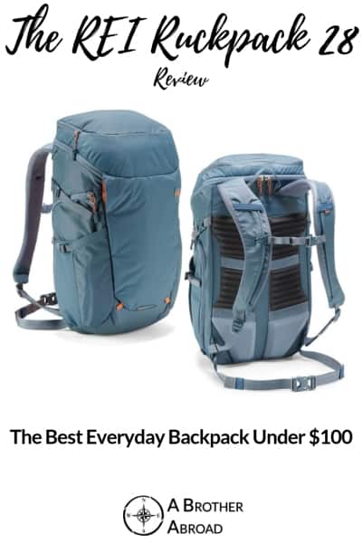 REI Ruckpack 28 is an excellent, style focused rucksack in a compact 28 Liter size.  With zip away pockets, a sleek exterior, and an extremely comfortable back panel, you'll be hard pressed to find a better daypack for less than $100 | An REI Ruckpack 28 Review by A Brother Abroad