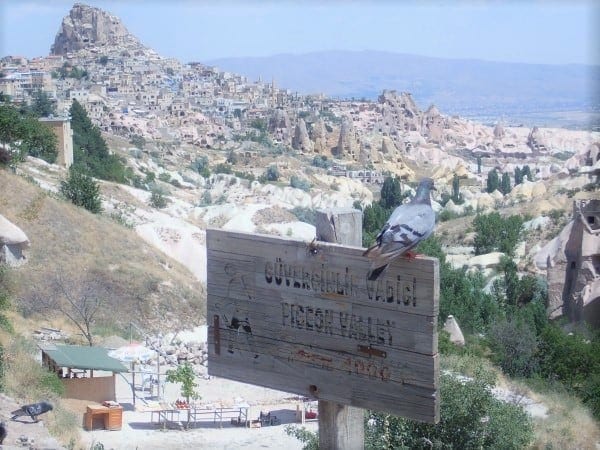 Pigeon Valley and a view of the "Cave Castle" on the Green Tour of Cappadocia