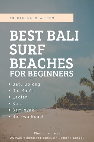 A guide to finding the best beaches for beginners and surfing lessons in Canggu, Bali for your surfing vacation. Whether you’re beginner or intermediate, this Cangg Surf travel guide will help you find the best way to fit your travel bucket list • Adventure Travel Bucket List (item) • Canggu Bali Indonesia Things to do • Surfing Trips for beginners • Surfing vacation • Surf Travel guide