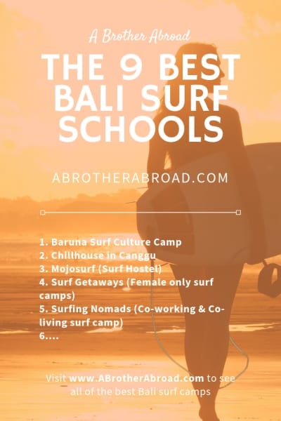 The 9 best Canggu Surf schools and the best surf camps on Bali for beginner and intermediate surfers, picked by Bali locals and nomads.  These camps make the perfect surfing vacation and surfing trips for beginners.  Perfect for your adventure travel bucket list  | www.ABrotherAbroad.com  (Canggu Bali Indonesia Things to do, Surf Travel guide) ABrotherAbroad.com