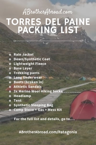 Patagonia and Torres del Paine Packing List to make your bucket lists worthy outdoor adventure smooth and comfortable | www.ABrotherAbroad.com
