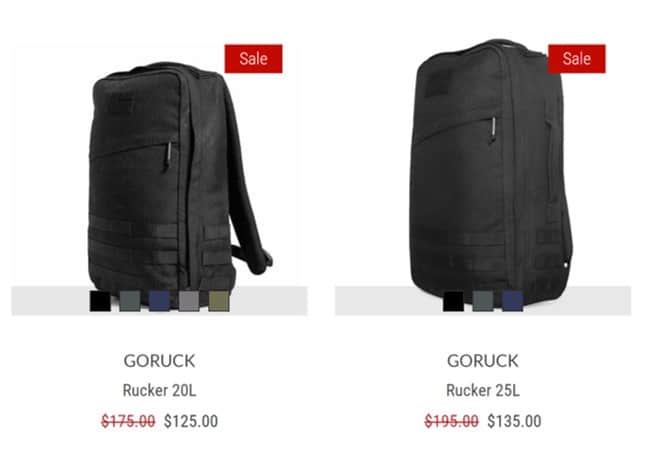 GORUCK Discount & Sale on GORUCK Rucker 20L and 25L for Veteran's Day