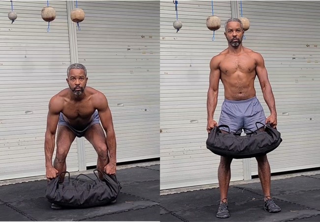 Sandbag hang 2025 power clean